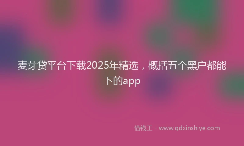 麦芽贷平台下载2025年精选，概括五个黑户都能下的app