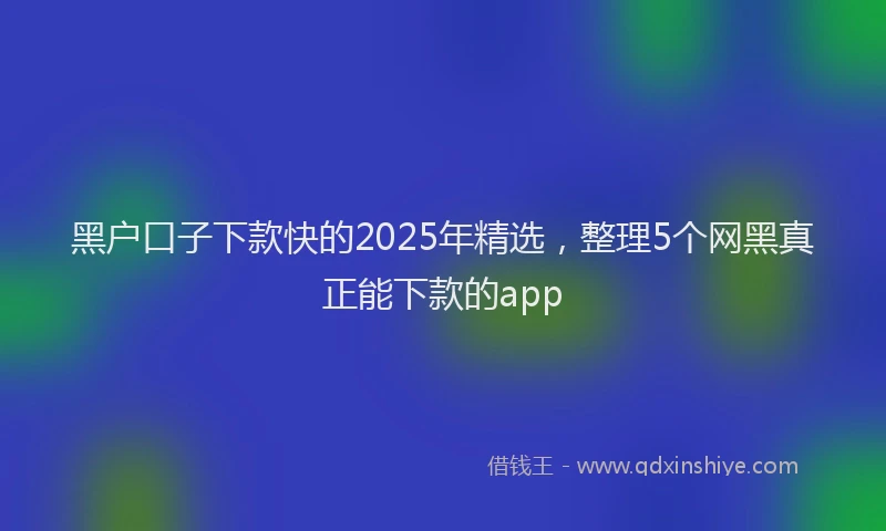 黑户口子下款快的2025年精选，整理5个网黑真正能下款的app