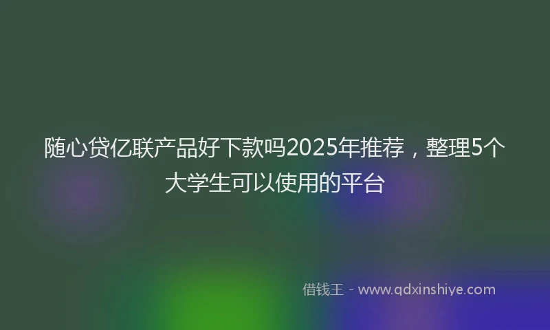 随心贷亿联产品好下款吗2025年推荐，整理5个大学生可以使用的平台