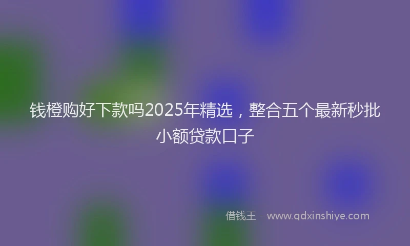 钱橙购好下款吗2025年精选，整合五个最新秒批小额贷款口子
