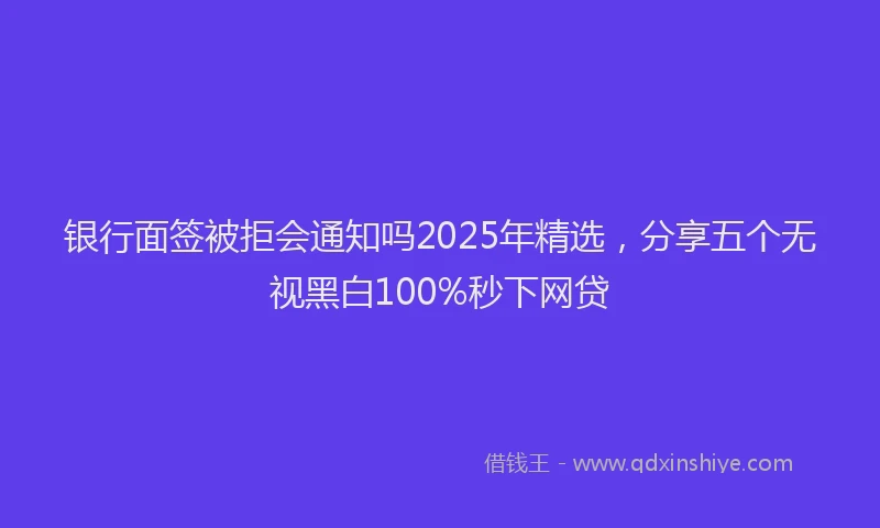 银行面签被拒会通知吗2025年精选，分享五个无视黑白100%秒下网贷