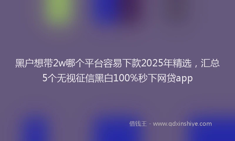 黑户想带2w哪个平台容易下款2025年精选，汇总5个无视征信黑白100%秒下网贷app