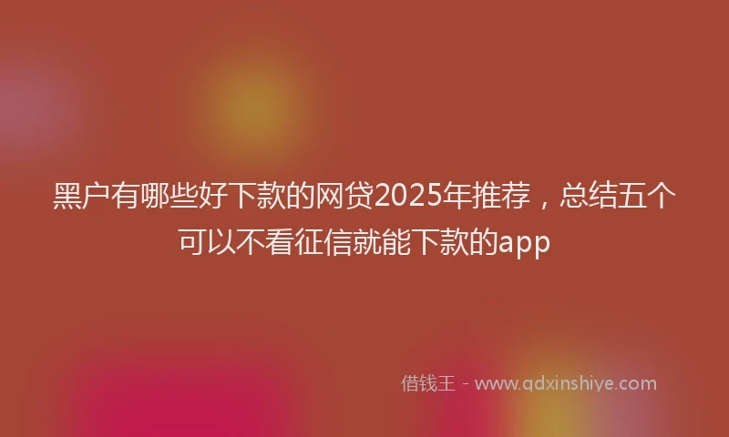 黑户有哪些好下款的网贷2025年推荐，总结五个可以不看征信就能下款的app