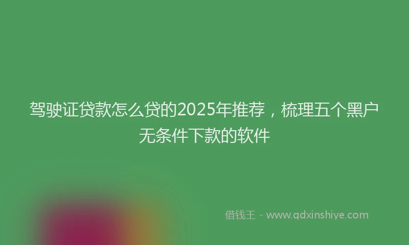 驾驶证贷款怎么贷的2025年推荐，梳理五个黑户无条件下款的软件