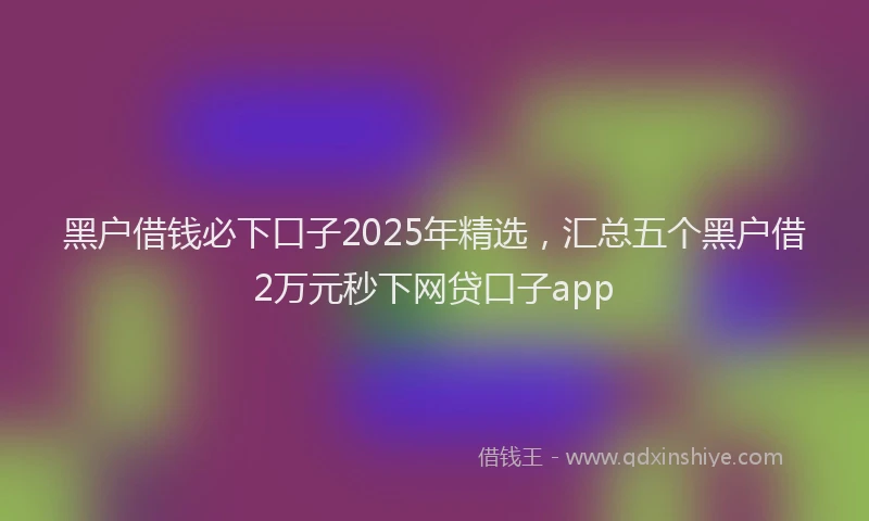 黑户借钱必下口子2025年精选，汇总五个黑户借2万元秒下网贷口子app