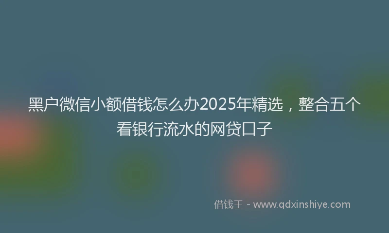 黑户微信小额借钱怎么办2025年精选，整合五个看银行流水的网贷口子