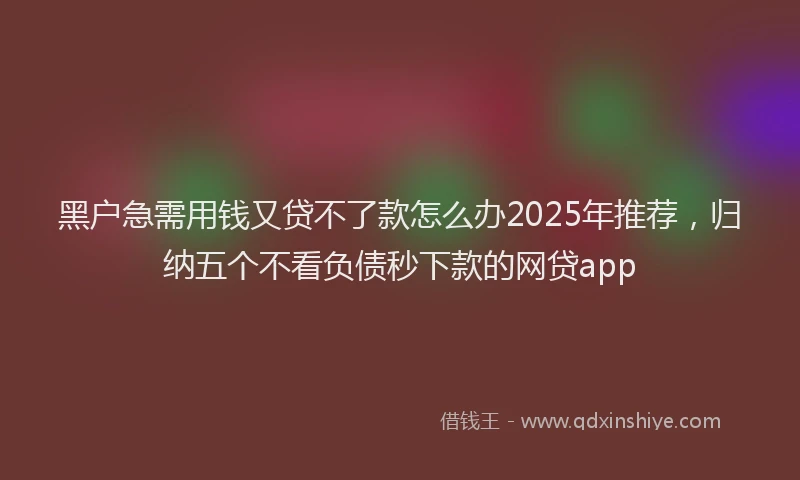 黑户急需用钱又贷不了款怎么办2025年推荐，归纳五个不看负债秒下款的网贷app