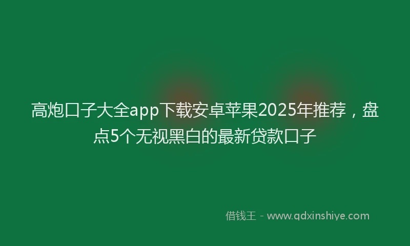 高炮口子大全app下载安卓苹果2025年推荐，盘点5个无视黑白的最新贷款口子