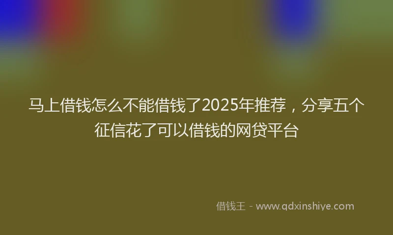 马上借钱怎么不能借钱了2025年推荐，分享五个征信花了可以借钱的网贷平台