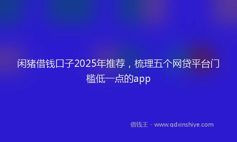 闲猪借钱口子2025年推荐，梳理五个网贷平台门槛低一点的app