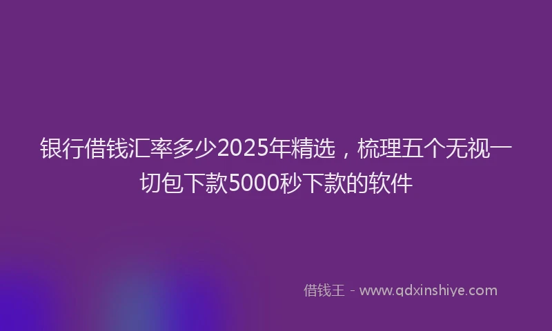 银行借钱汇率多少2025年精选，梳理五个无视一切包下款5000秒下款的软件