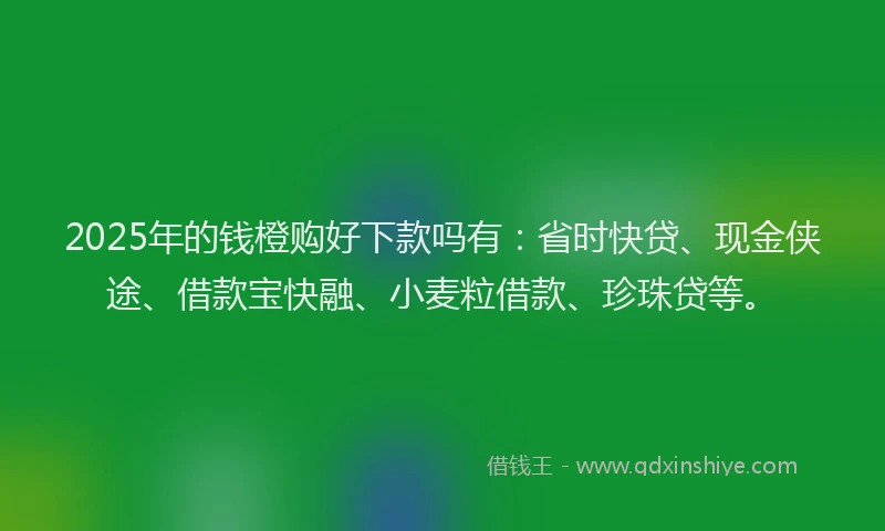 2025年的钱橙购好下款吗有：省时快贷、现金侠途、借款宝快融、小麦粒借款、珍珠贷等。