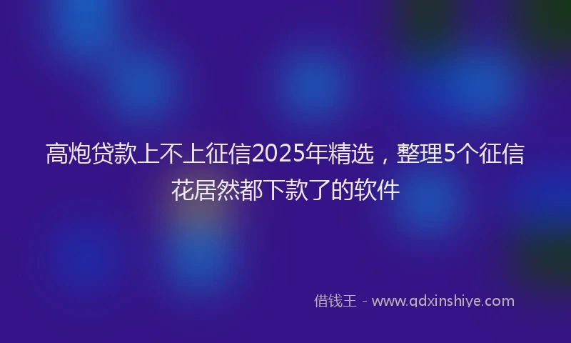 高炮贷款上不上征信2025年精选，整理5个征信花居然都下款了的软件