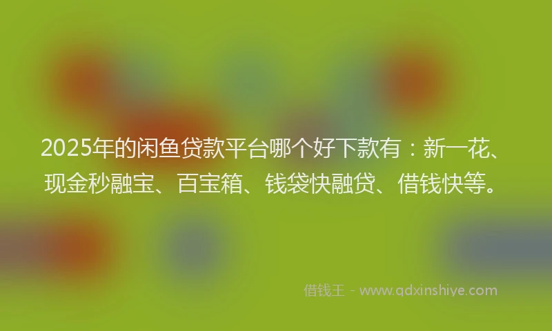 2025年的闲鱼贷款平台哪个好下款有：新一花、现金秒融宝、百宝箱、钱袋快融贷、借钱快等。