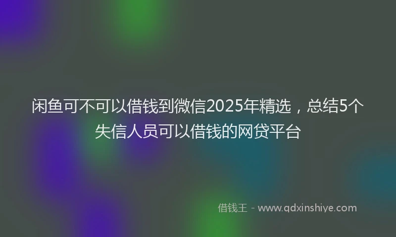 闲鱼可不可以借钱到微信2025年精选，总结5个失信人员可以借钱的网贷平台