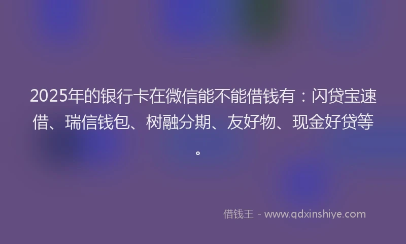 2025年的银行卡在微信能不能借钱有：闪贷宝速借、瑞信钱包、树融分期、友好物、现金好贷等。