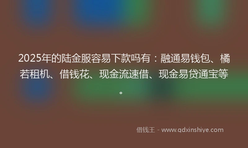 2025年的陆金服容易下款吗有：融通易钱包、橘若租机、借钱花、现金流速借、现金易贷通宝等。