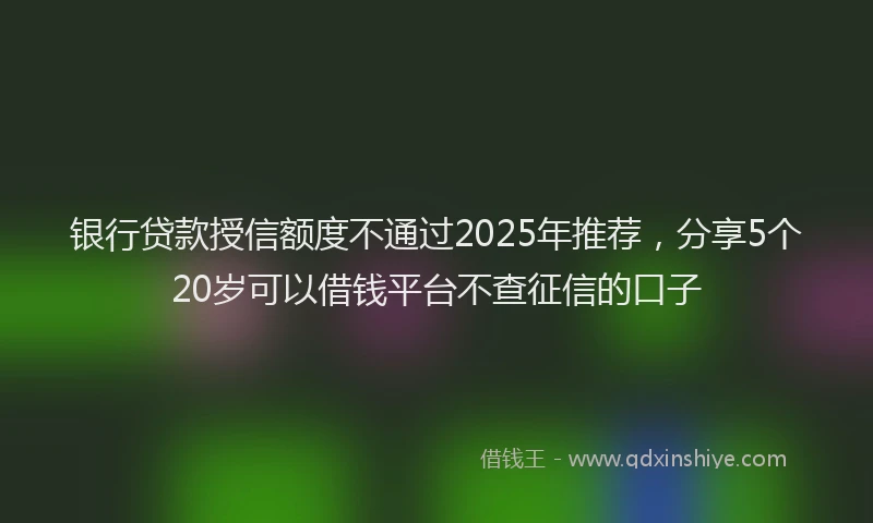 银行贷款授信额度不通过2025年推荐，分享5个20岁可以借钱平台不查征信的口子