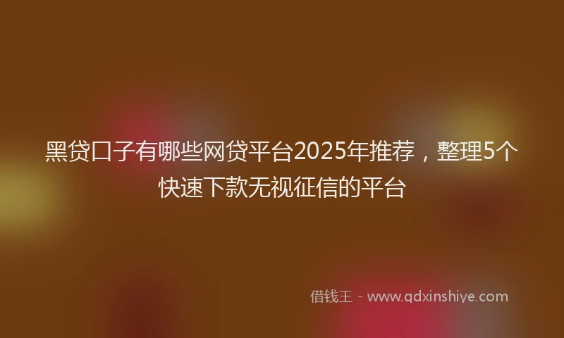 黑贷口子有哪些网贷平台2025年推荐，整理5个快速下款无视征信的平台