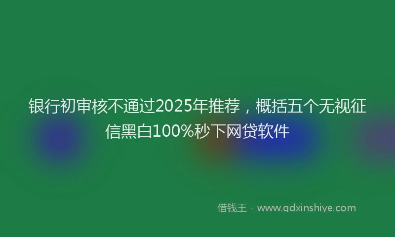 银行初审核不通过2025年推荐，概括五个无视征信黑白100%秒下网贷软件