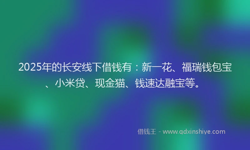 2025年的长安线下借钱有：新一花、福瑞钱包宝、小米贷、现金猫、钱速达融宝等。