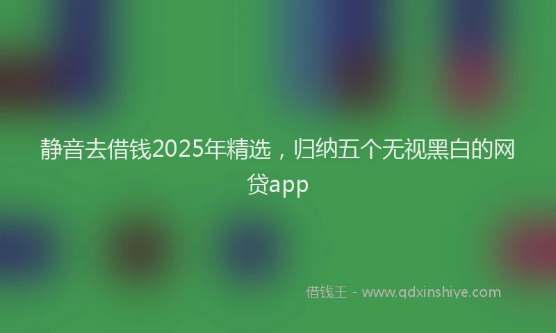 静音去借钱2025年精选，归纳五个无视黑白的网贷app