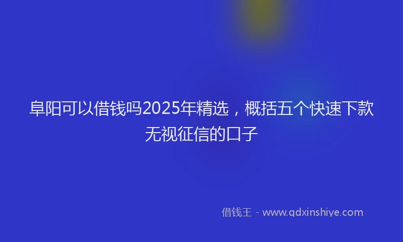 阜阳可以借钱吗2025年精选，概括五个快速下款无视征信的口子