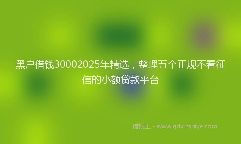 黑户借钱30002025年精选，整理五个正规不看征信的小额贷款平台
