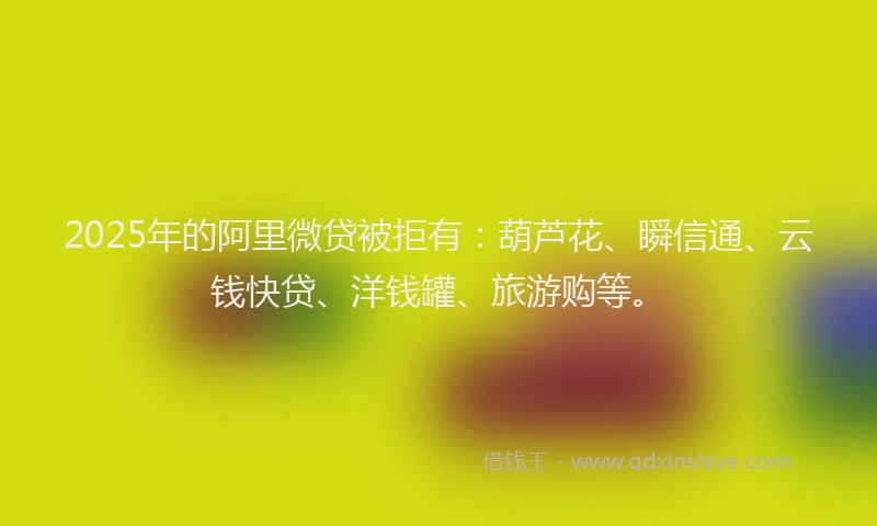 2025年的阿里微贷被拒有：葫芦花、瞬信通、云钱快贷、洋钱罐、旅游购等。