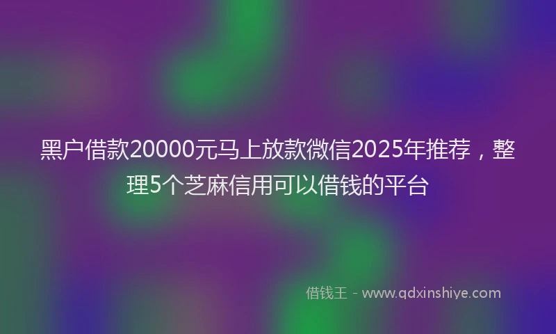 黑户借款20000元马上放款微信2025年推荐，整理5个芝麻信用可以借钱的平台