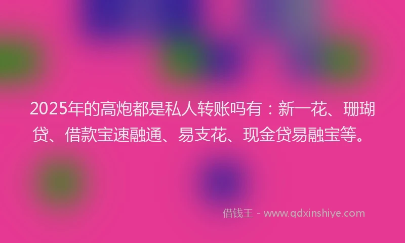 2025年的高炮都是私人转账吗有：新一花、珊瑚贷、借款宝速融通、易支花、现金贷易融宝等。