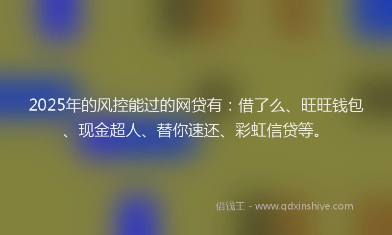 2025年的风控能过的网贷有：借了么、旺旺钱包、现金超人、替你速还、彩虹信贷等。