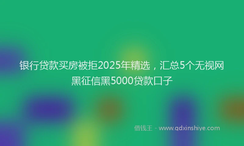 银行贷款买房被拒2025年精选，汇总5个无视网黑征信黑5000贷款口子