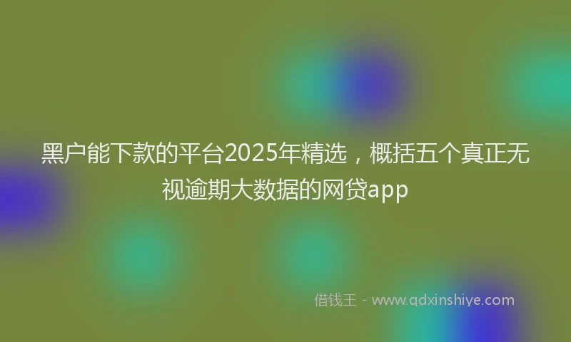 黑户能下款的平台2025年精选，概括五个真正无视逾期大数据的网贷app