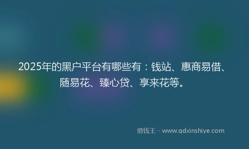 2025年的黑户平台有哪些有：钱站、惠商易借、随易花、臻心贷、享来花等。