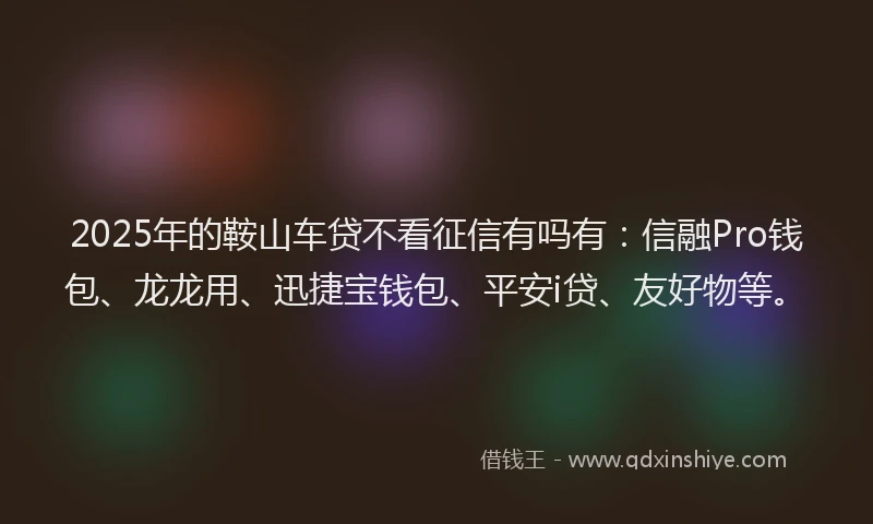 2025年的鞍山车贷不看征信有吗有：信融Pro钱包、龙龙用、迅捷宝钱包、平安i贷、友好物等。