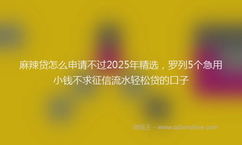 麻辣贷怎么申请不过2025年精选，罗列5个急用小钱不求征信流水轻松贷的口子