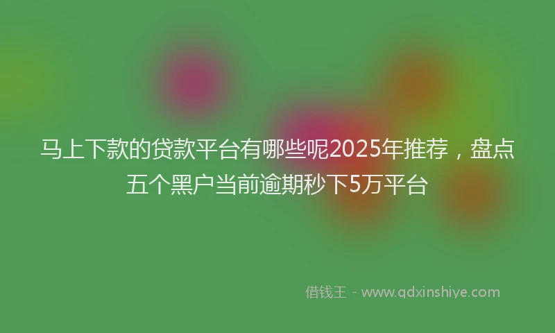 马上下款的贷款平台有哪些呢2025年推荐，盘点五个黑户当前逾期秒下5万平台