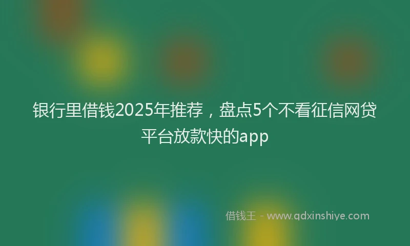 银行里借钱2025年推荐，盘点5个不看征信网贷平台放款快的app