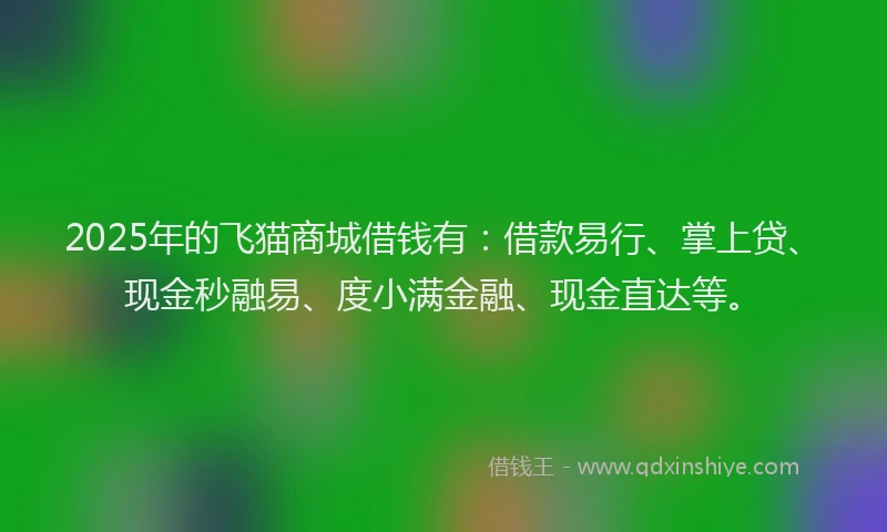 2025年的飞猫商城借钱有：借款易行、掌上贷、现金秒融易、度小满金融、现金直达等。