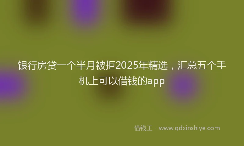 银行房贷一个半月被拒2025年精选，汇总五个手机上可以借钱的app