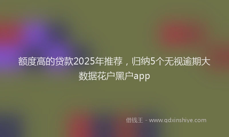 额度高的贷款2025年推荐，归纳5个无视逾期大数据花户黑户app
