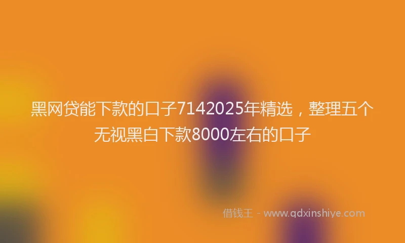 黑网贷能下款的口子7142025年精选，整理五个无视黑白下款8000左右的口子