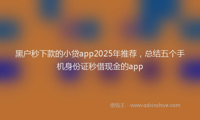 黑户秒下款的小贷app2025年推荐，总结五个手机身份证秒借现金的app