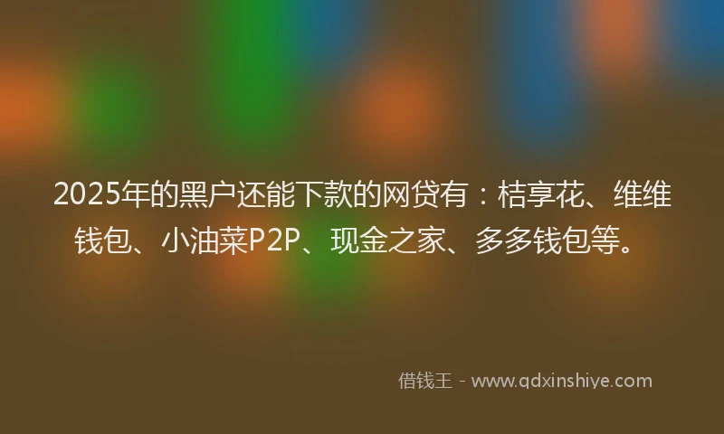 2025年的黑户还能下款的网贷有：桔享花、维维钱包、小油菜P2P、现金之家、多多钱包等。