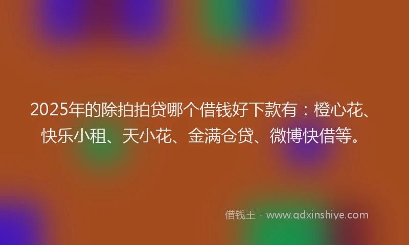 2025年的除拍拍贷哪个借钱好下款有：橙心花、快乐小租、天小花、金满仓贷、微博快借等。