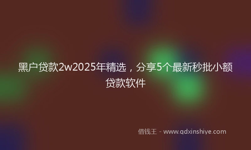 黑户贷款2w2025年精选，分享5个最新秒批小额贷款软件