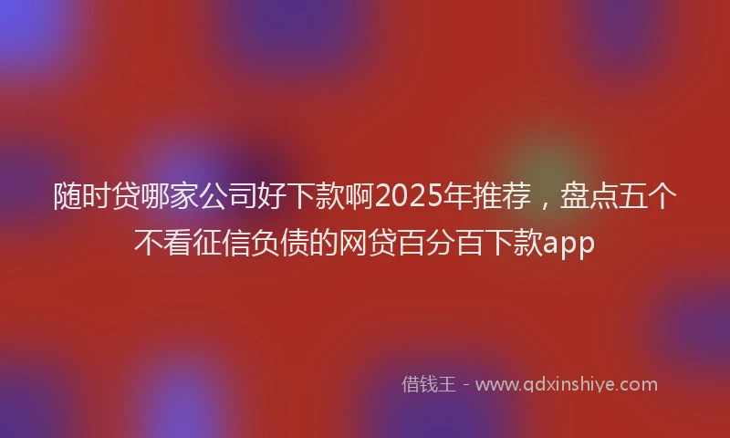 随时贷哪家公司好下款啊2025年推荐，盘点五个不看征信负债的网贷百分百下款app