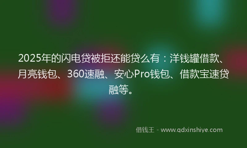 2025年的闪电贷被拒还能贷么有：洋钱罐借款、月亮钱包、360速融、安心Pro钱包、借款宝速贷融等。