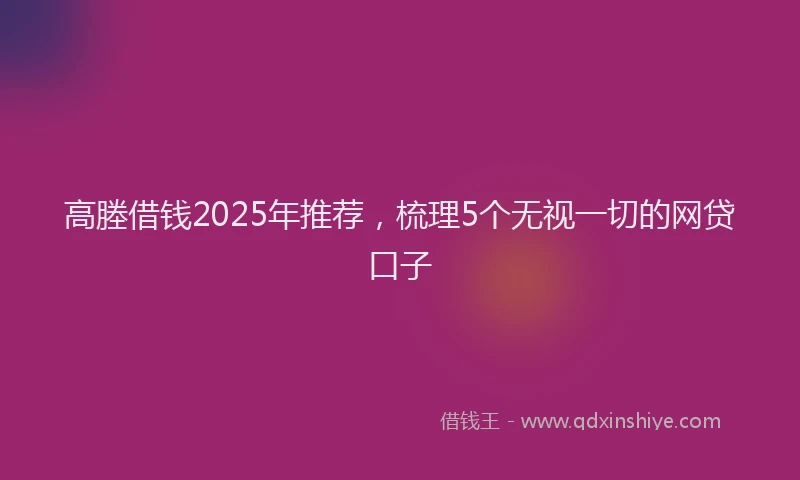 高塍借钱2025年推荐，梳理5个无视一切的网贷口子